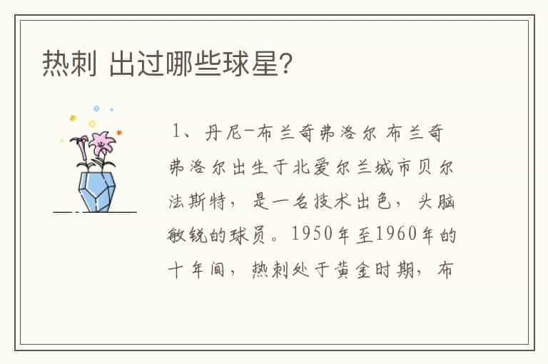 热刺 出过哪些球星?