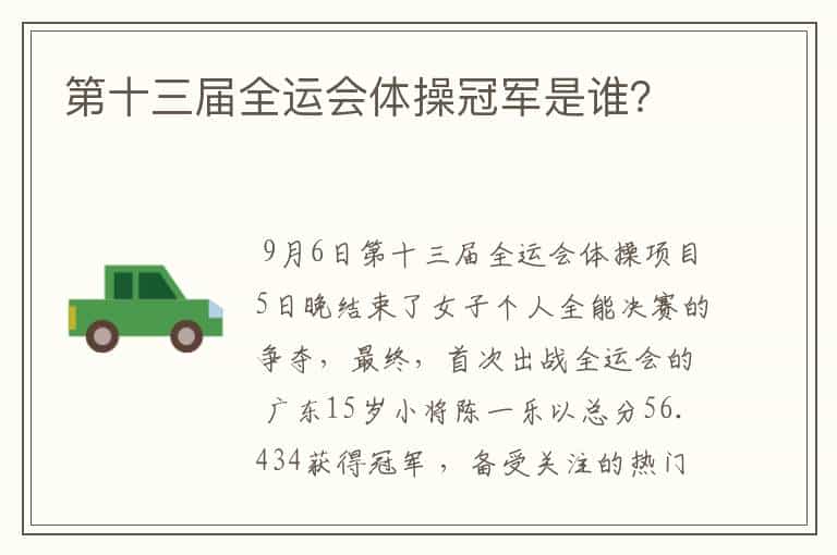 第十三届全运会体操冠军是谁?