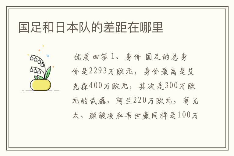 国足和日本队的差距在哪里