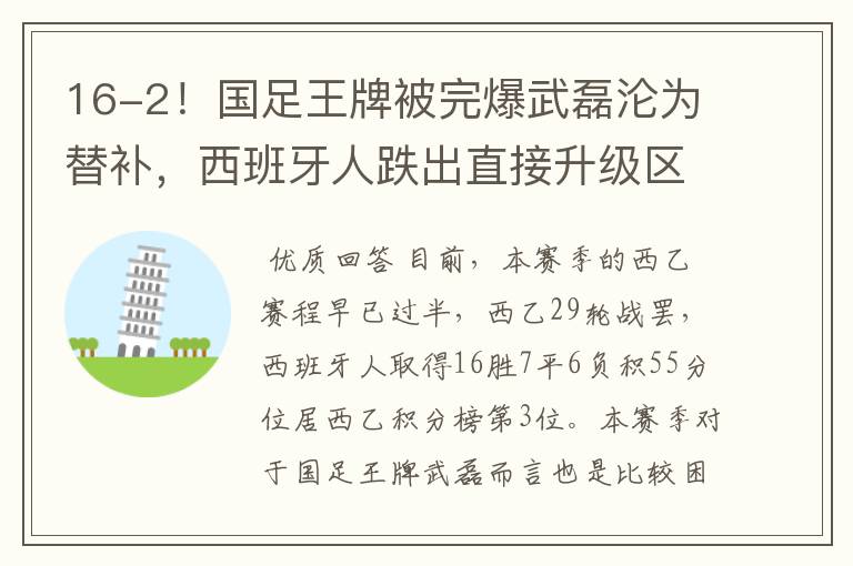 16-2!国足王牌被完爆武磊沦为替补,西班牙人跌出直接升级区