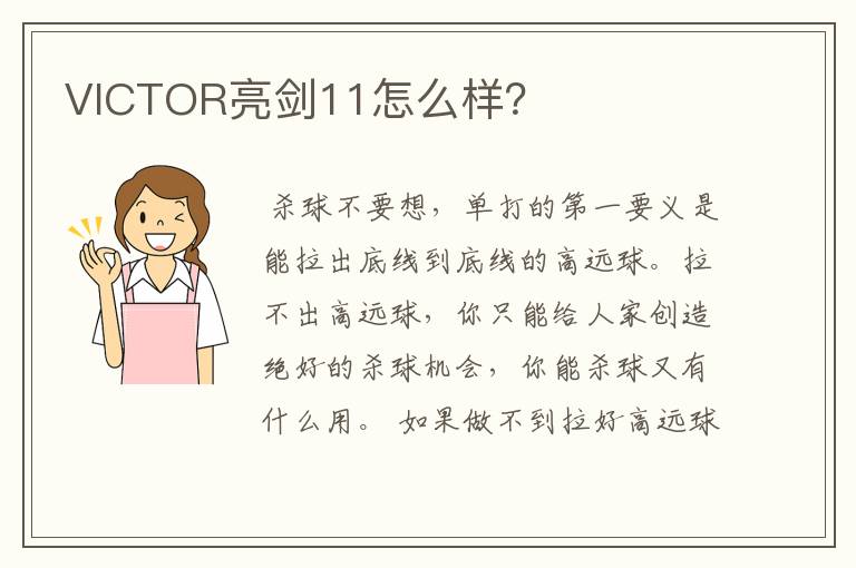VICTOR亮剑11怎么样?