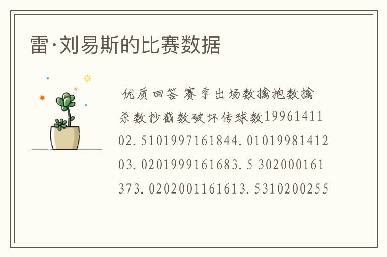 雷·刘易斯的比赛数据