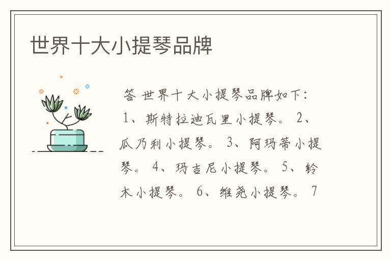 世界十大小提琴品牌