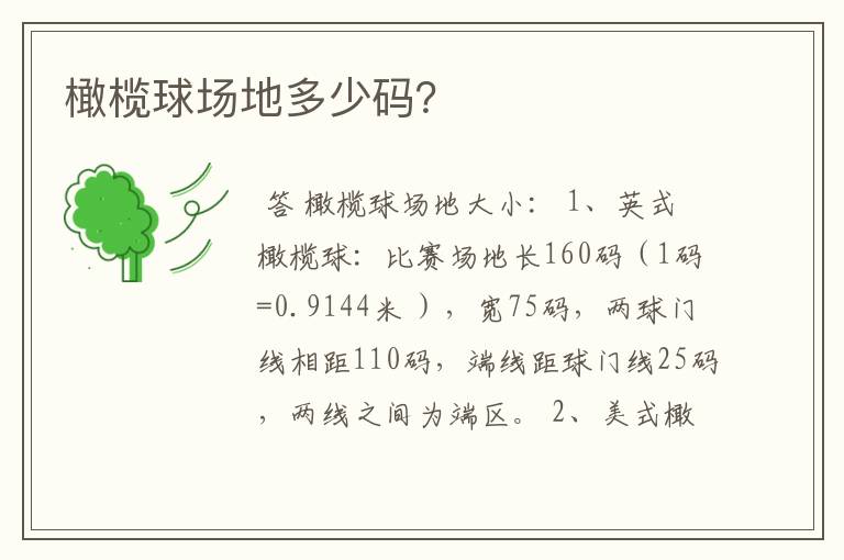 橄榄球场地多少码?
