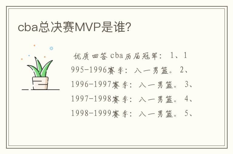cba总决赛MVP是谁?