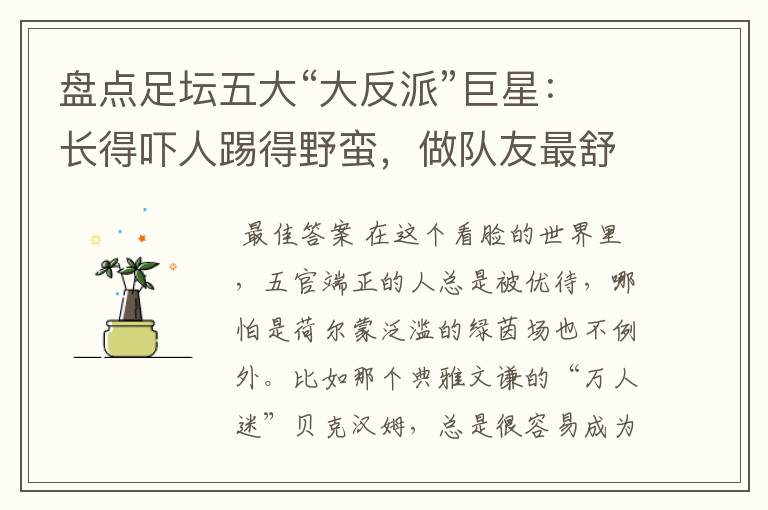 盘点足坛五大“大反派”巨星:长得吓人踢得野蛮,做队友最舒服
