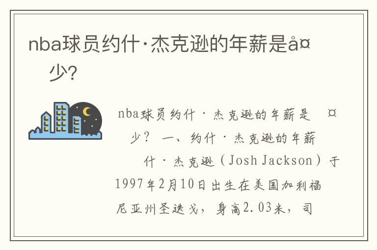 nba球员约什·杰克逊的年薪是多少?