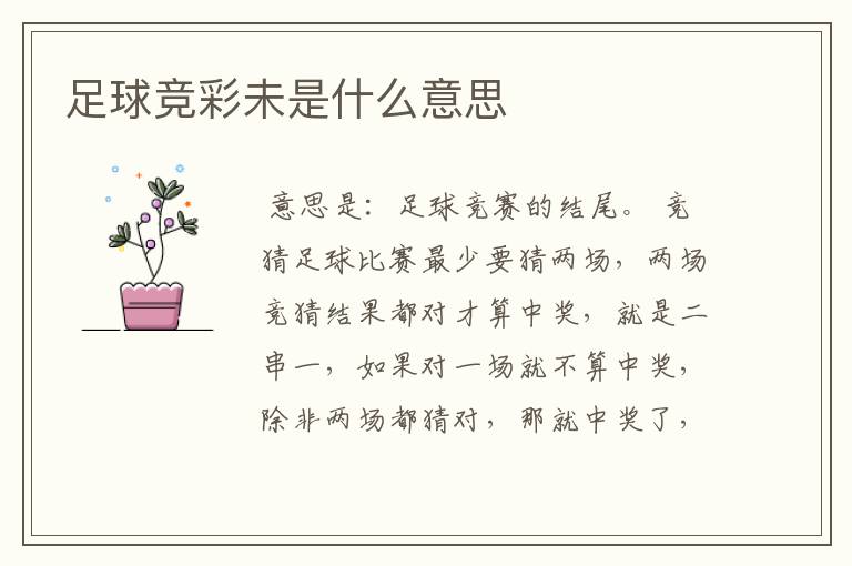 足球竞彩未是什么意思