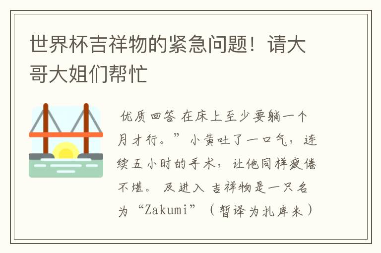 世界杯吉祥物的紧急问题!请大哥大姐们帮忙