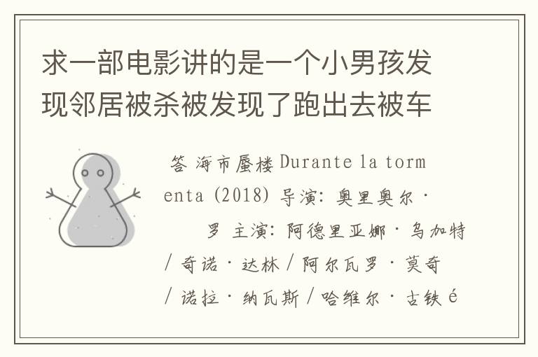 求一部电影讲的是一个小男孩发现邻居被杀被发现了跑出去被车撞死,很多年后他母亲在电视里让他不要出去?