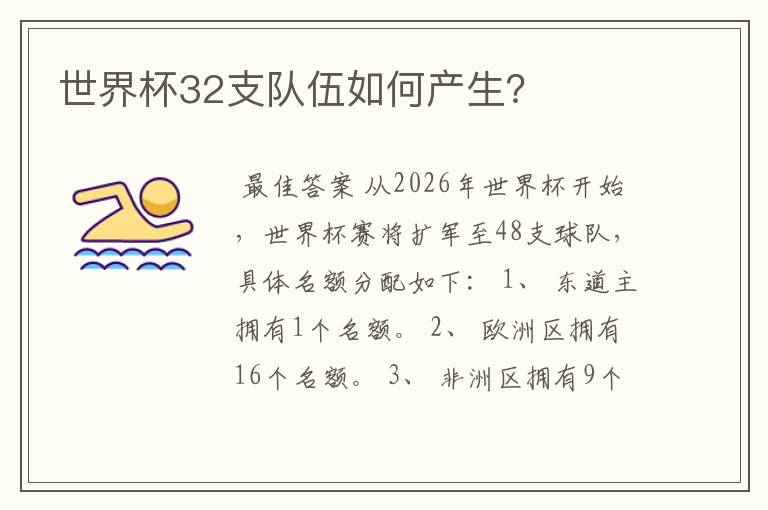 世界杯32支队伍如何产生?