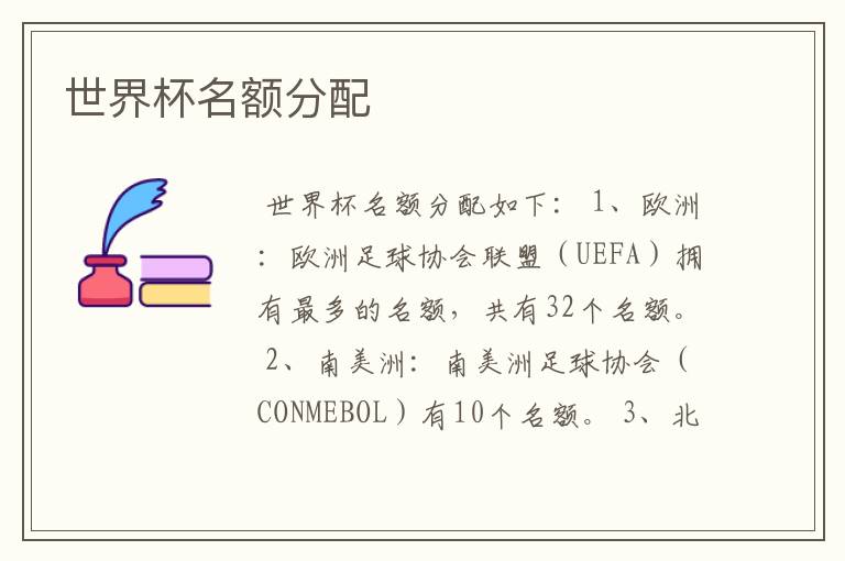 世界杯名额分配