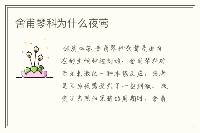 舍甫琴科为什么夜莺