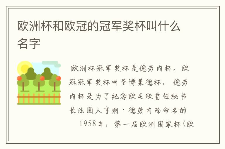 欧洲杯和欧冠的冠军奖杯叫什么名字