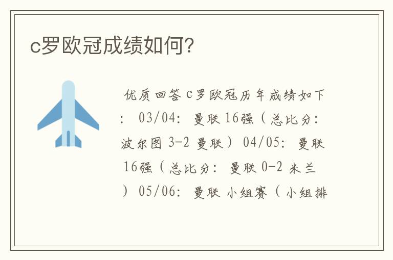 c罗欧冠成绩如何?