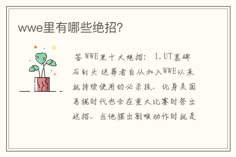 wwe里有哪些绝招?