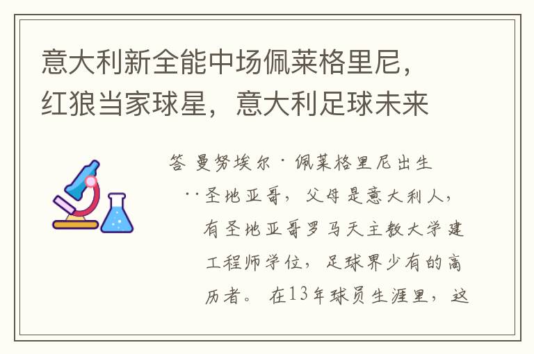 意大利新全能中场佩莱格里尼,红狼当家球星,意大利足球未来可期
