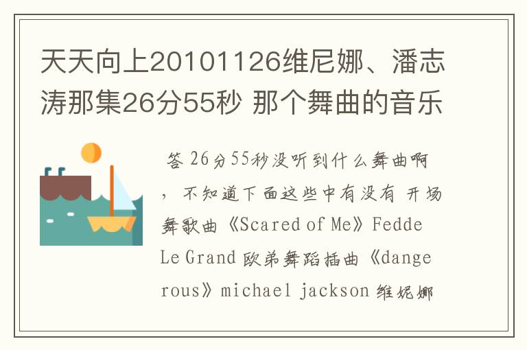 天天向上20101126维尼娜、潘志涛那集26分55秒 那个舞曲的音乐~!