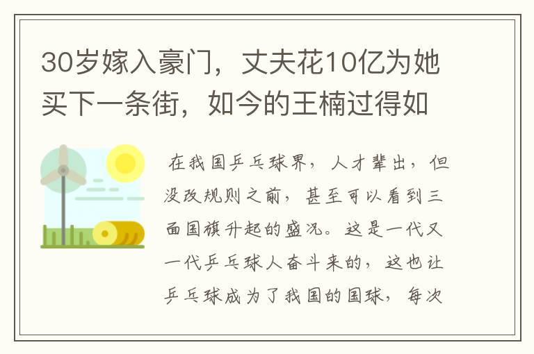 30岁嫁入豪门,丈夫花10亿为她买下一条街,如今的王楠过得如何?
