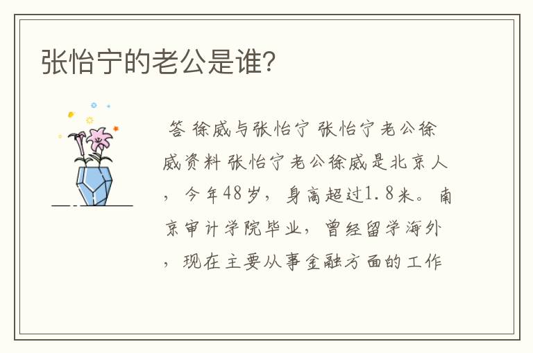 张怡宁的老公是谁？