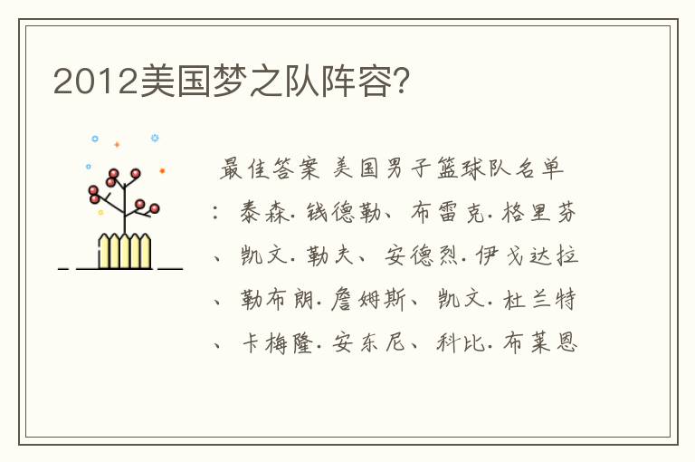 2012美国梦之队阵容?