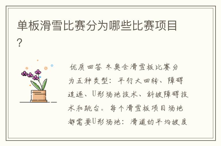 单板滑雪比赛分为哪些比赛项目?