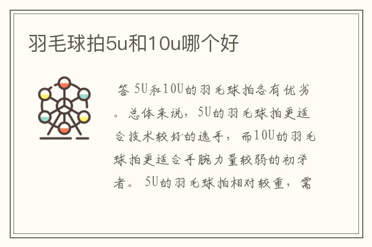 羽毛球拍5u和10u哪个好