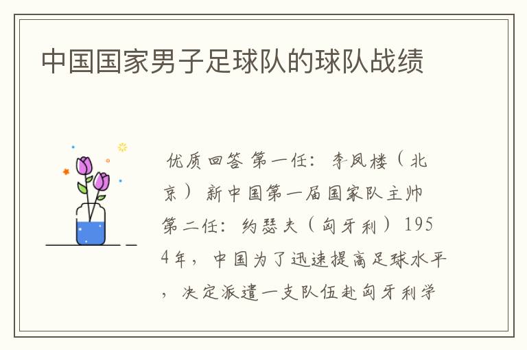 中国国家男子足球队的球队战绩