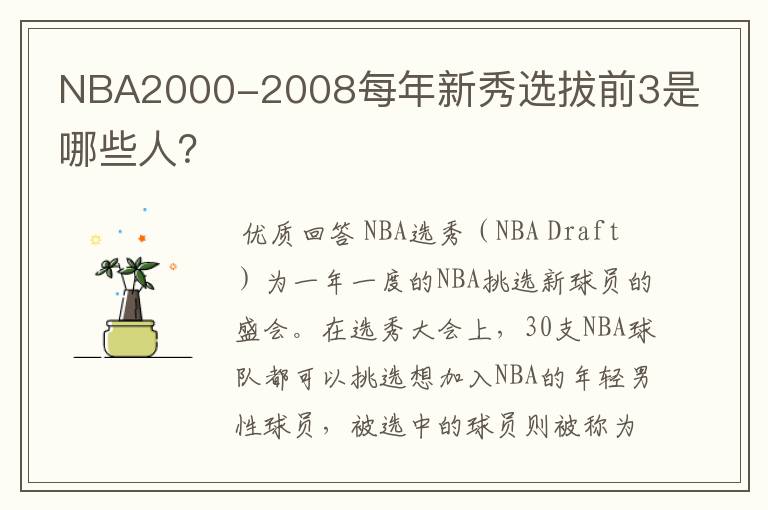 NBA2000-2008每年新秀选拔前3是哪些人?