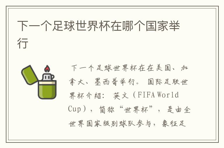 下一个足球世界杯在哪个国家举行