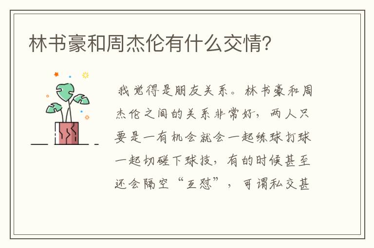 林书豪和周杰伦有什么交情?