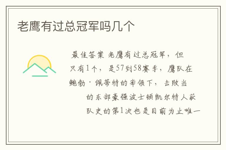 老鹰有过总冠军吗几个