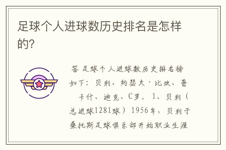 足球个人进球数历史排名是怎样的?
