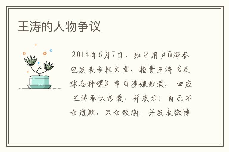王涛的人物争议