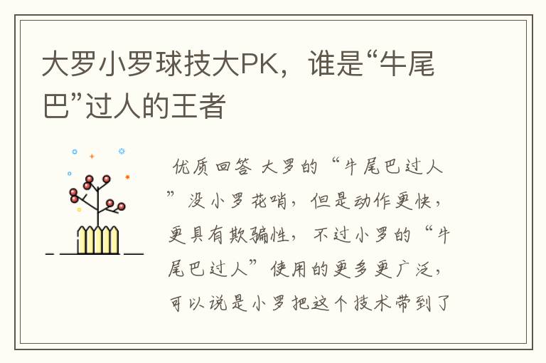 大罗小罗球技大PK,谁是“牛尾巴”过人的王者