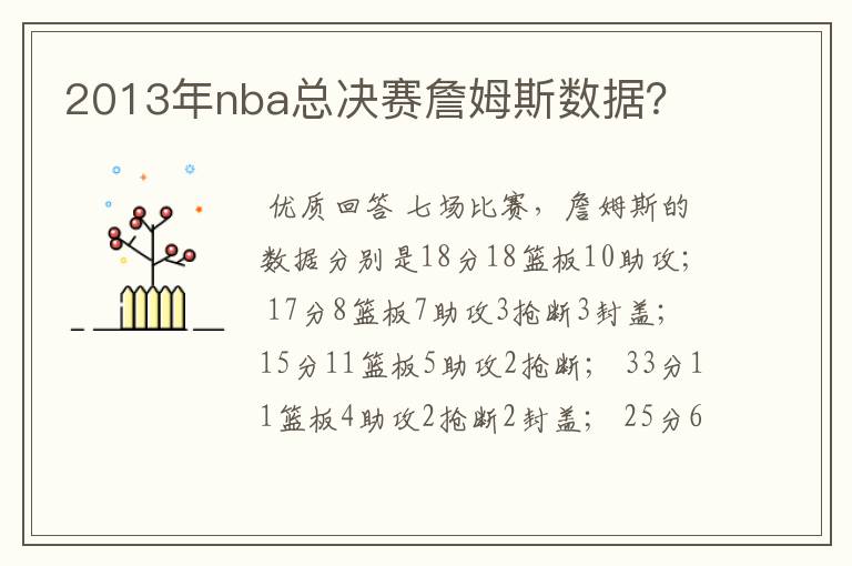 2013年nba总决赛詹姆斯数据?