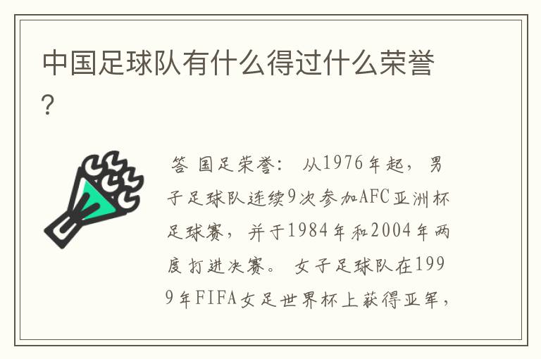 中国足球队有什么得过什么荣誉?