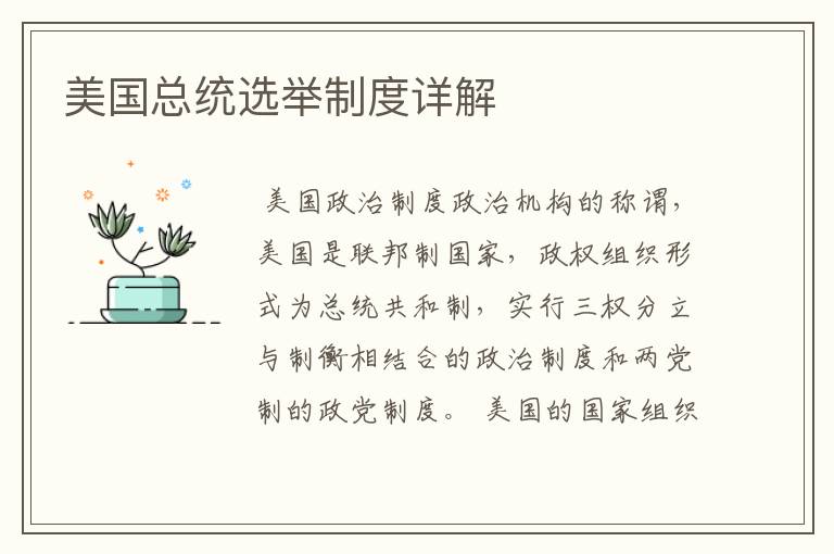 美国总统选举制度详解