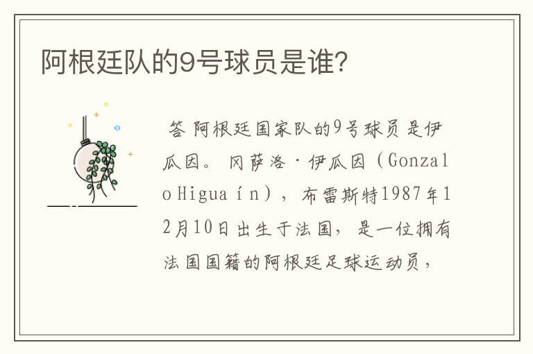 阿根廷队的9号球员是谁?