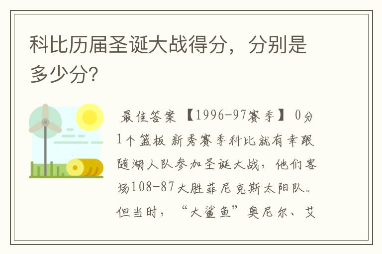 科比历届圣诞大战得分,分别是多少分?