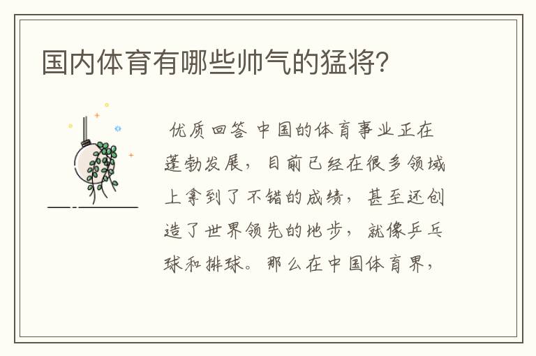 国内体育有哪些帅气的猛将?