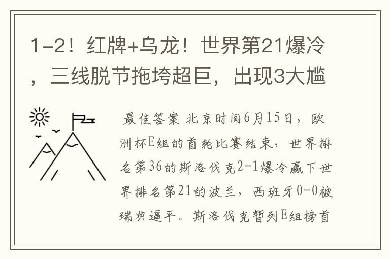 1-2!红牌+乌龙!世界第21爆冷,三线脱节拖垮超巨,出现3大尴尬