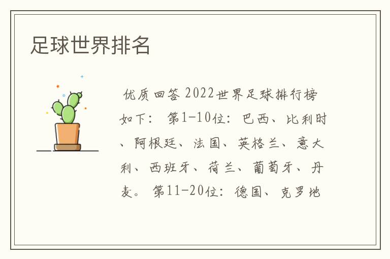 足球世界排名