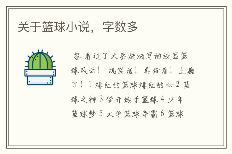 关于篮球小说,字数多