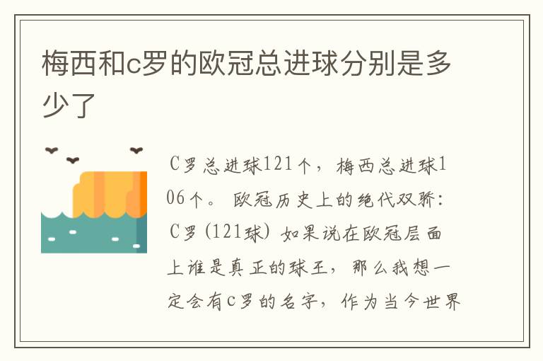 梅西和c罗的欧冠总进球分别是多少了