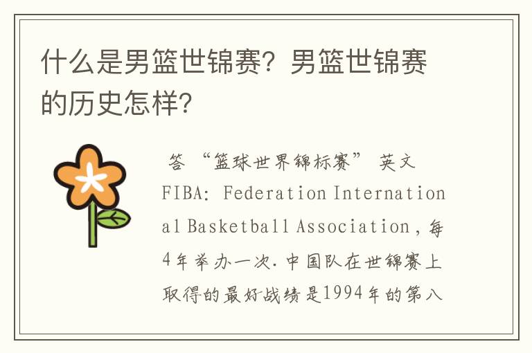 什么是男篮世锦赛?男篮世锦赛的历史怎样?