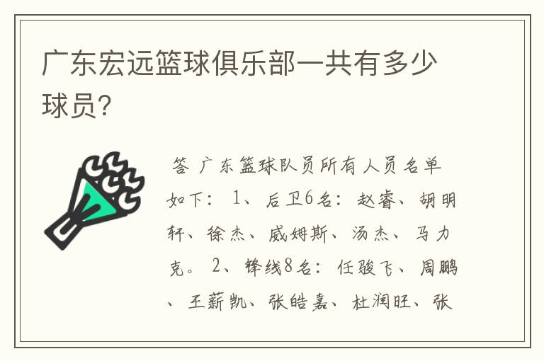 广东宏远篮球俱乐部一共有多少球员?