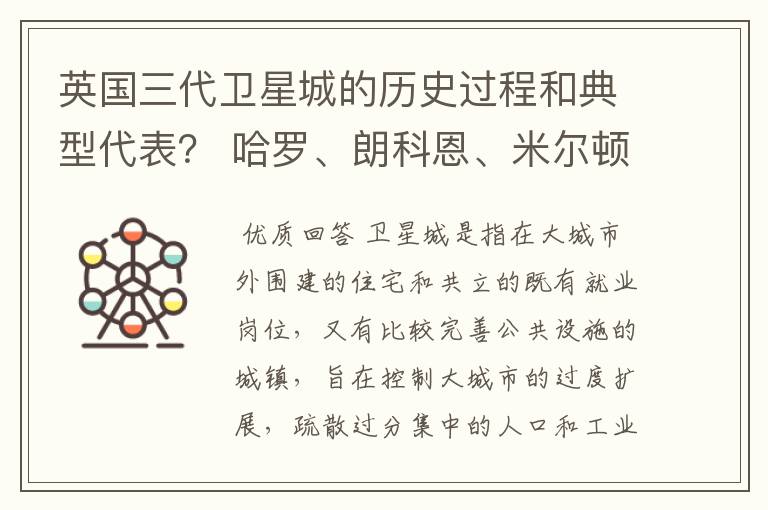 英国三代卫星城的历史过程和典型代表? 哈罗、朗科恩、米尔顿-凯恩斯 的简介。