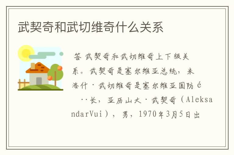 武契奇和武切维奇什么关系