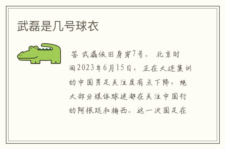 武磊是几号球衣